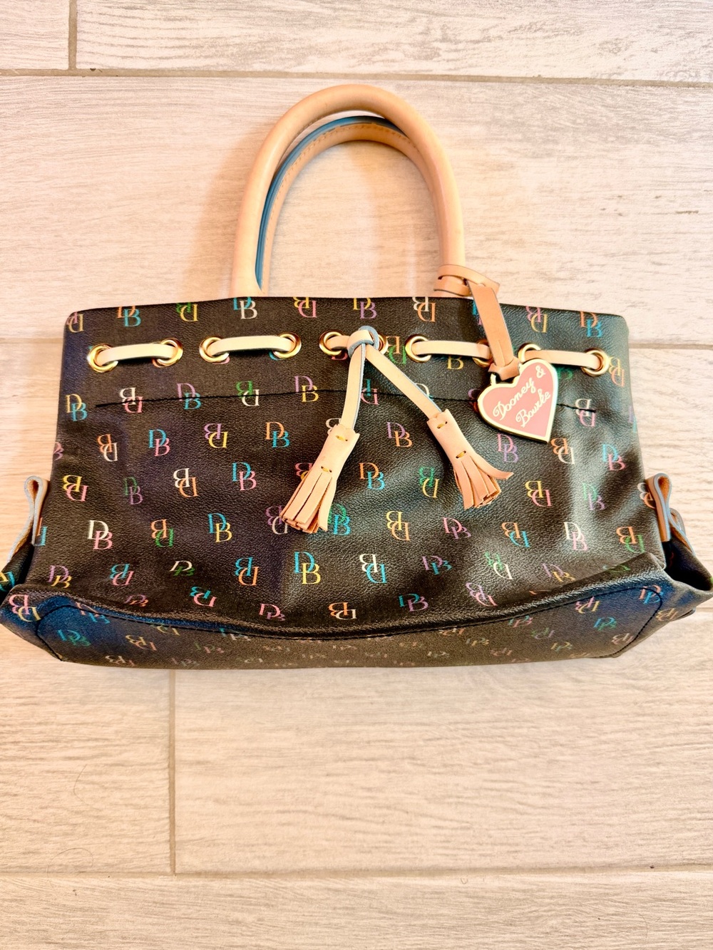 RARE Vintage Y2K Dooney & Bourke Black Multicolor DB Logo